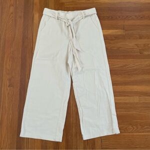 J. Crew Light Beige Elastic Waist Linen Cotton Pants